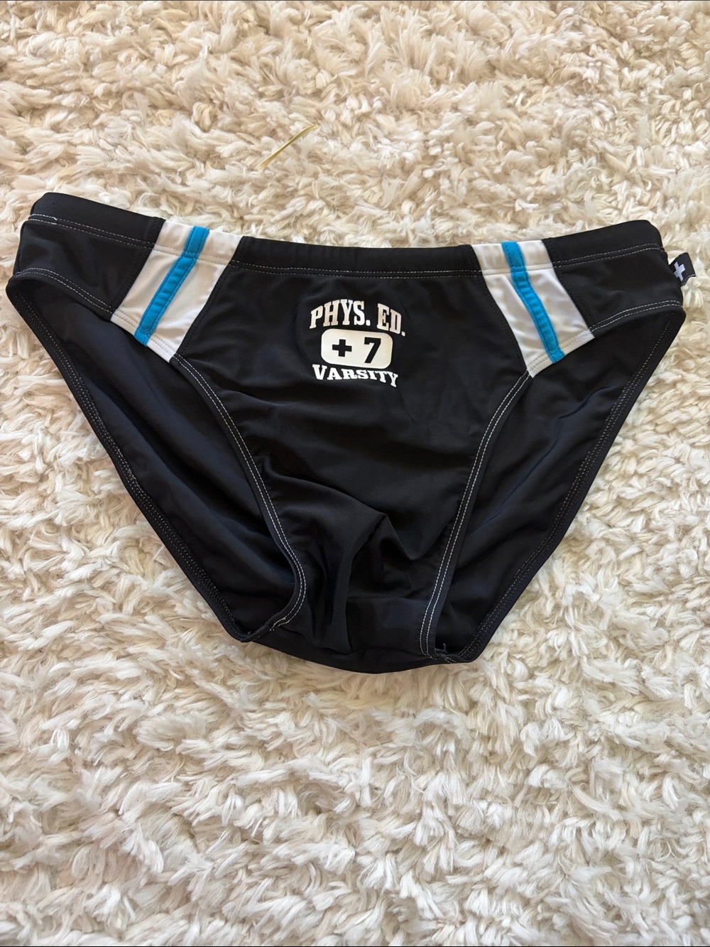 Speedo Black Swim Trunks with White & Blue Accents